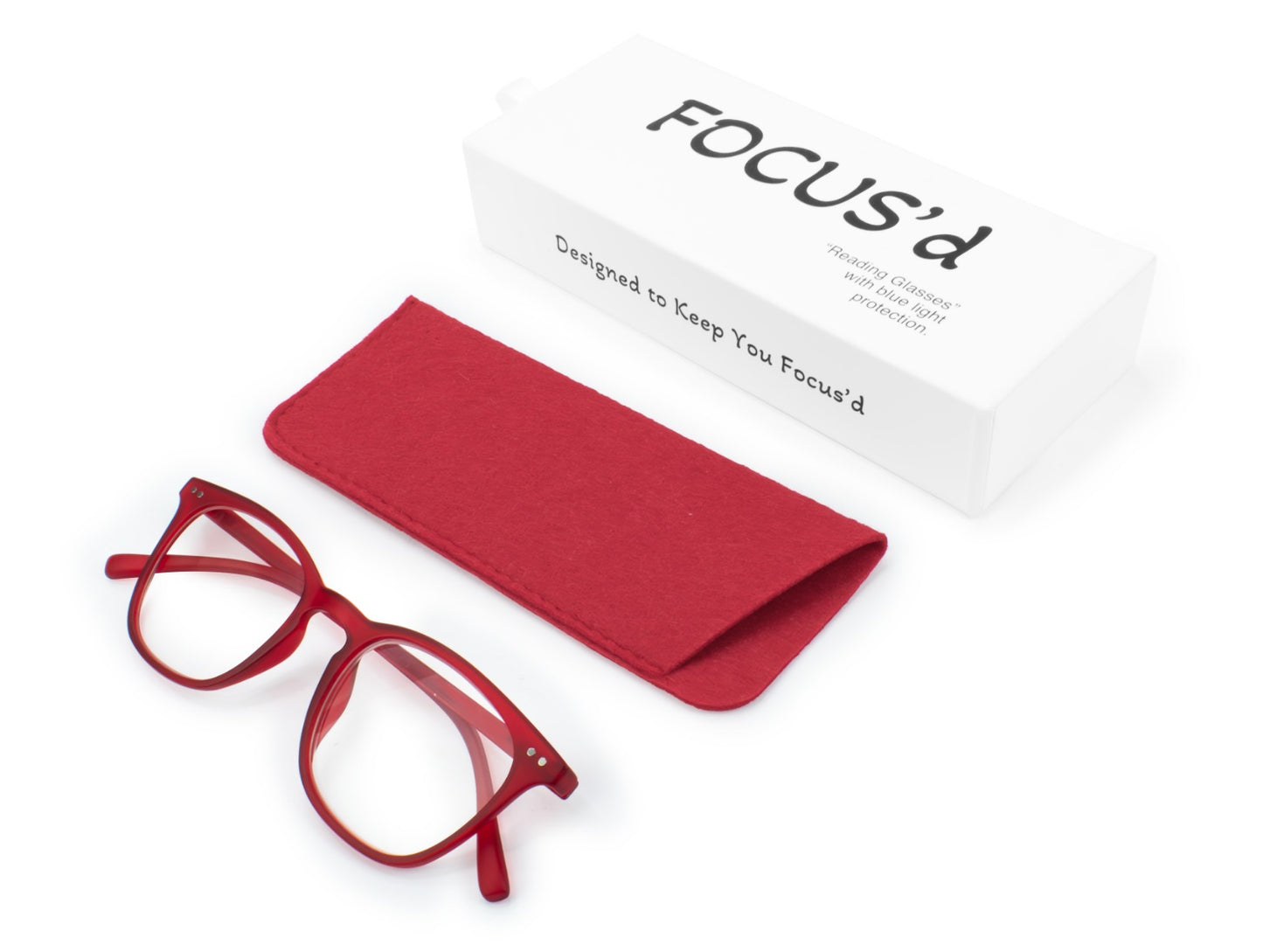 FOCUS’d Model P13037 Reading Glasses – Blue Light Protection - Red