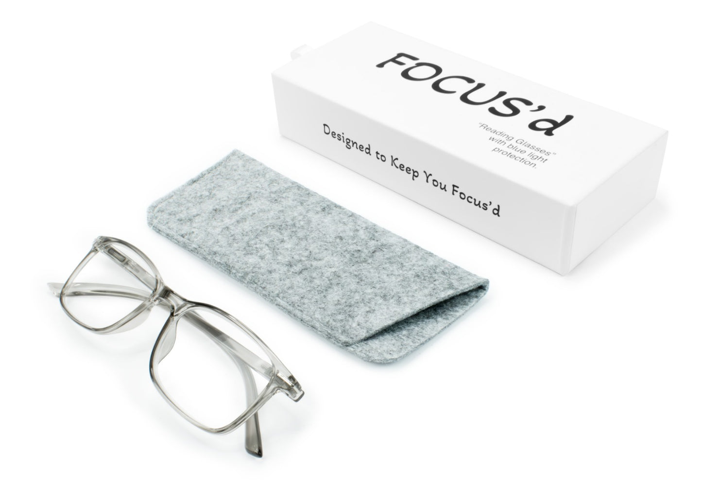 FOCUS’d Model P16068 Reading Glasses – Blue Light Protection - Crystal Grey