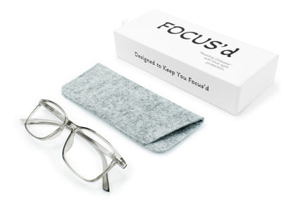 FOCUS’d Model P16068 Reading Glasses – Blue Light Protection - Crystal Grey