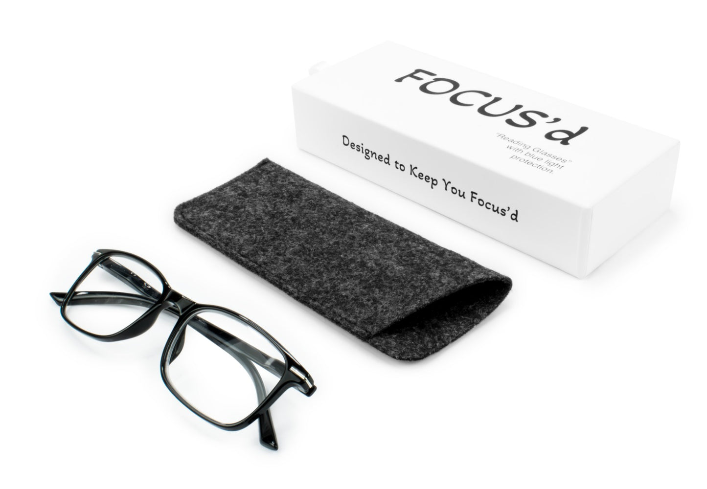 FOCUS’d Model P16068 Reading Glasses – Blue Light Protection - Shiny Black