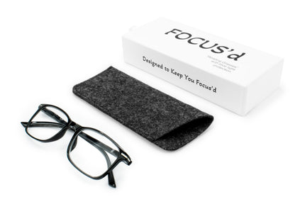 FOCUS’d Model P16068 Reading Glasses – Blue Light Protection - Shiny Black