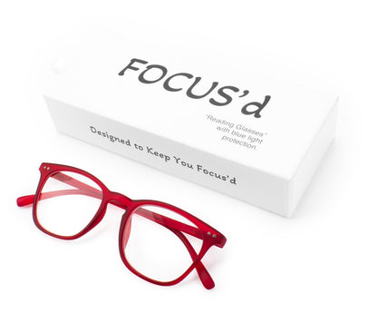 FOCUS’d Model P13037 Reading Glasses – Blue Light Protection - Red
