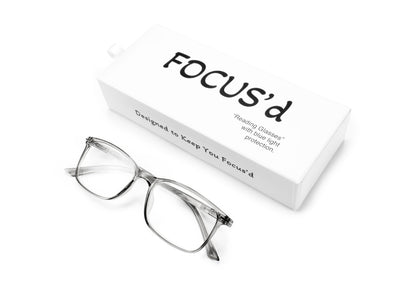 FOCUS’d Model P16068 Reading Glasses – Blue Light Protection - Crystal Grey