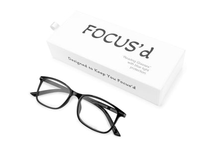 FOCUS’d Model P16068 Reading Glasses – Blue Light Protection - Shiny Black
