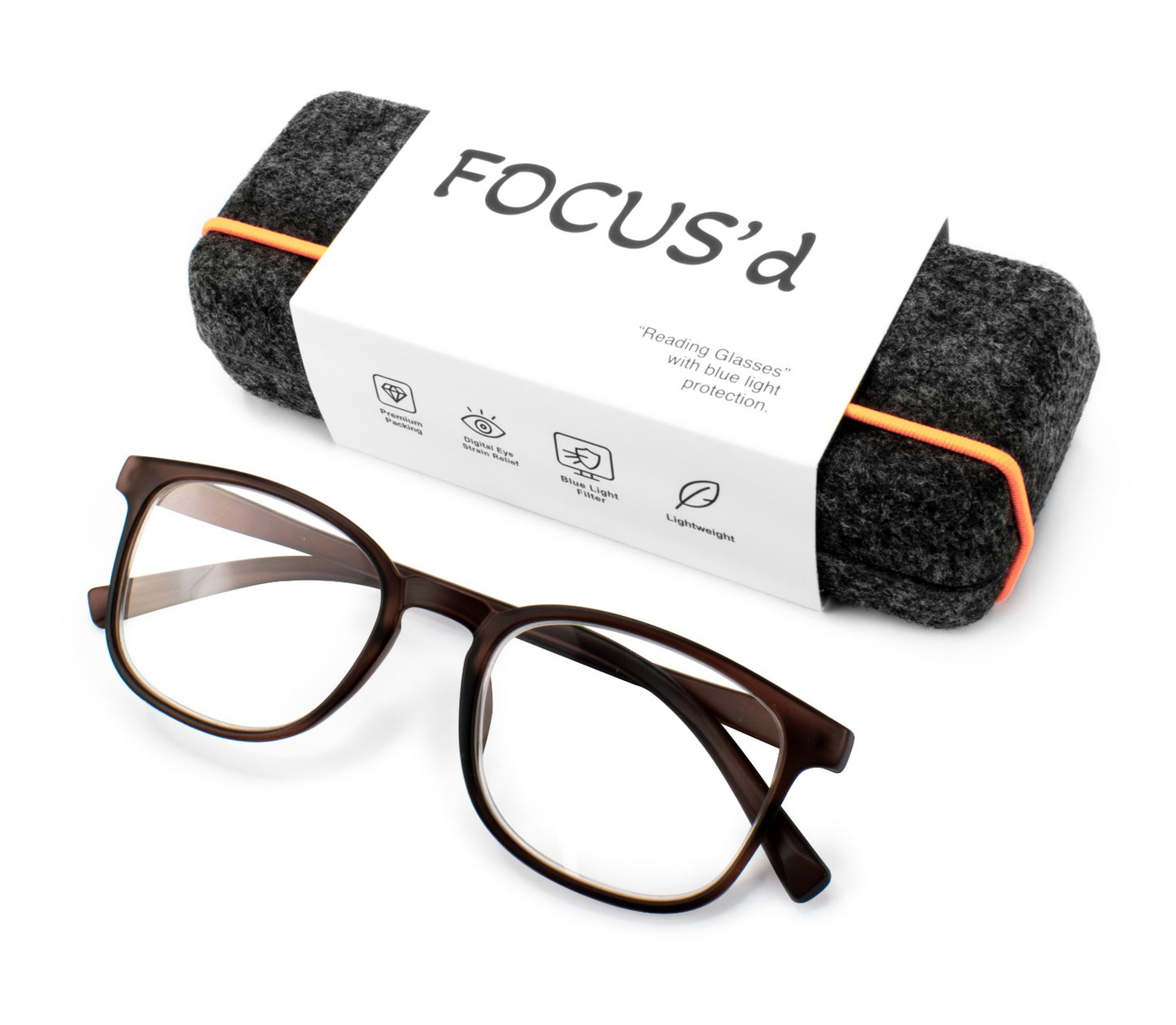 FOCUS’d Model P16104 Reading Glasses Blue Light Protection – Matte Brown -